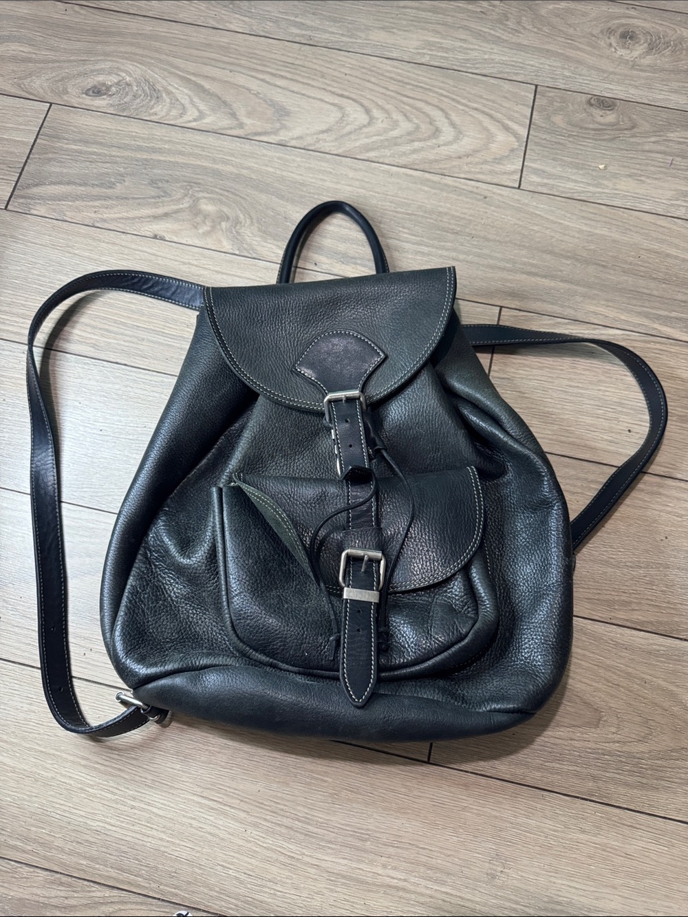 Roots Leather Buckle Backpack